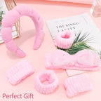 Chanaco Spa Wristband and Pink Puffy Sponge Makeup Headband Set - Image 5