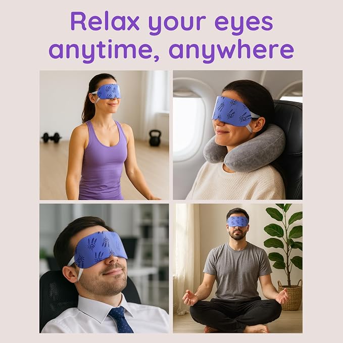 8 Pack Lavender Steam Eye Mask for Dryness, Strain & Relaxation, Heated Eye - Image 6