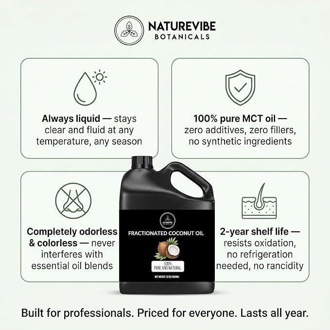 Naturevibe Botanicals Fractionated Coconut Oil 32 Ounces | 100% Pure and - Image 3