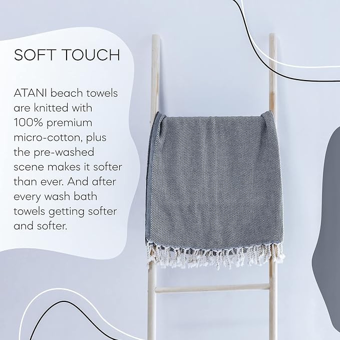 ATANI 69x35 in Oversized Turkish Beach Towel Set - Image 9