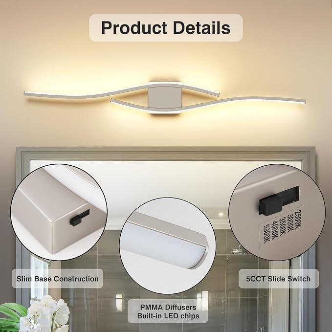 Joossnwell Bathroom Vanity Light Modern Bathroom Lighting Fixture Over Mirror - Image 6