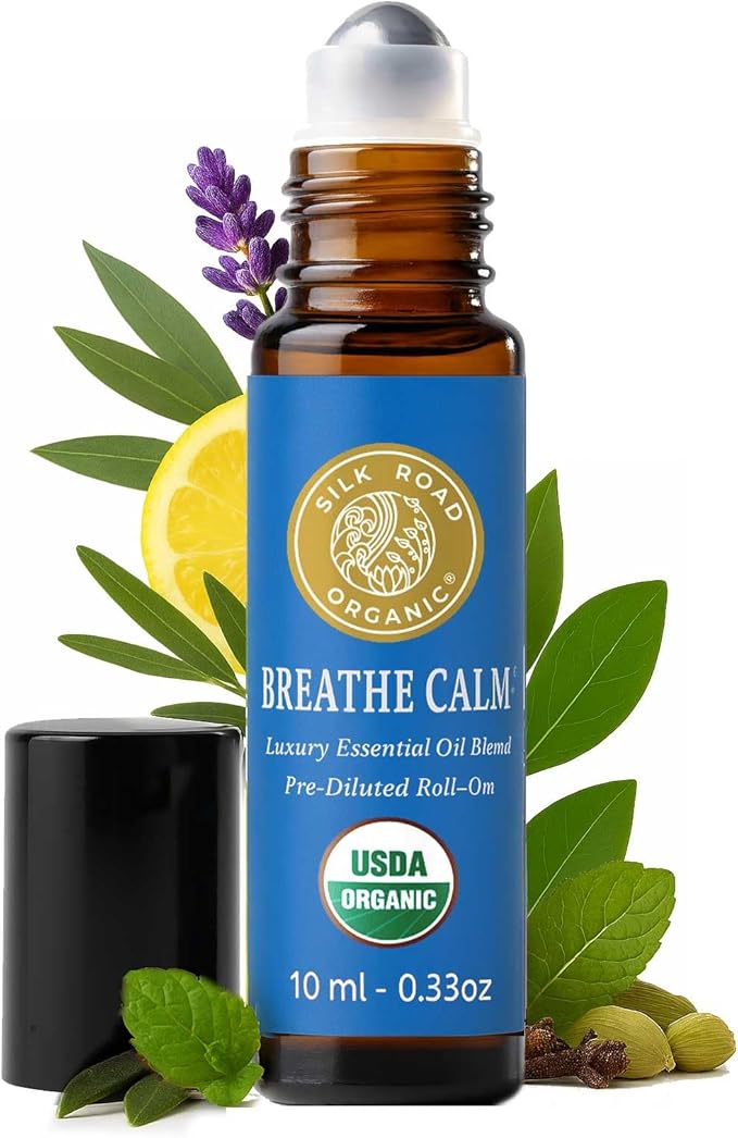 Silk Road Organic Breathe Calm Essential Oil Breathe Easy Blend Roll On by SILKROADORGANIC