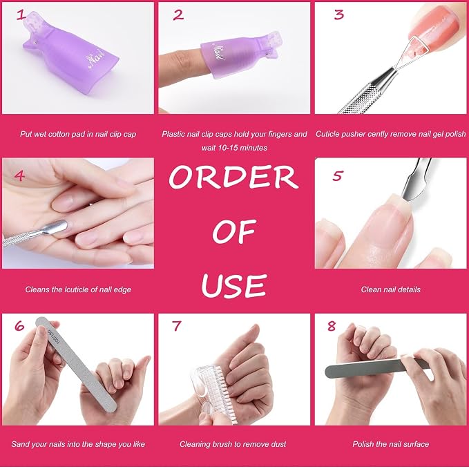 Gel Nail Polish Remover Tools Kit, - Image 7