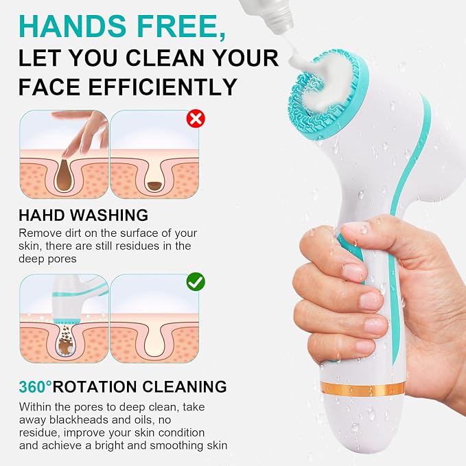 Facial Cleansing Brush, Waterproof Dual-Rotation Face Scrubber Exfoliator - Image 7