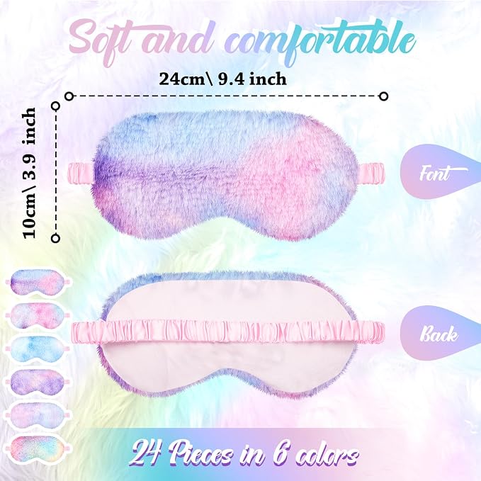 Geyoga 24 Pcs Plush Sleep Eye Mask Silk Furry Eye Covers - Image 2