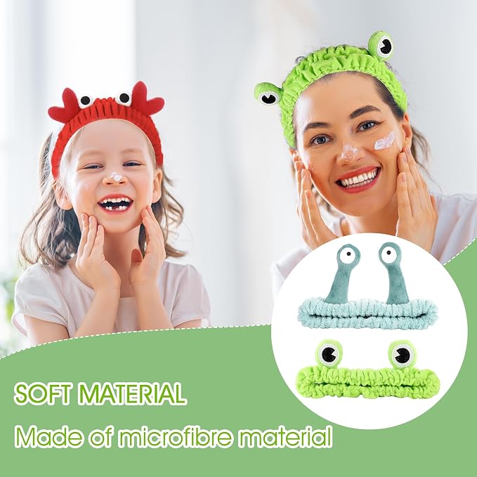 WLLHYF 3 Pack Spa Headband Face Wash Hairband Facial Makeup Head Wraps Cartoon - Image 5