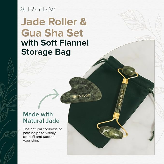 Jade Roller & Gua Sha Set – Natural Jade Face Roller - Image 2