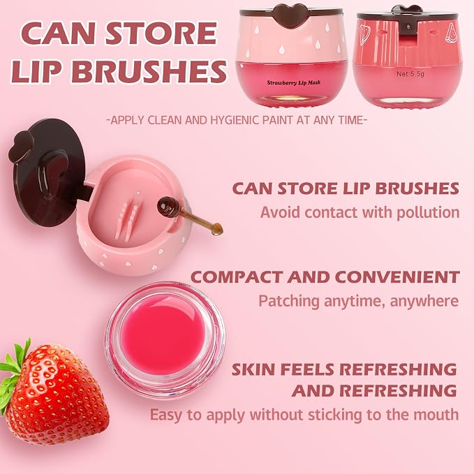 2 PCS Bee Lip Balm Lip Mask Honey Pot, Honey & Strawberry Lip Mask Propolis - Image 7