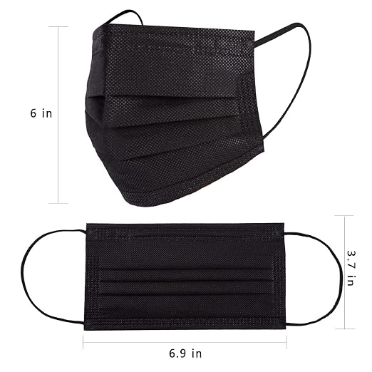 Borje 200 PCS Black Disposable Face Mask 3 Ply Protection Face Masks - Image 8