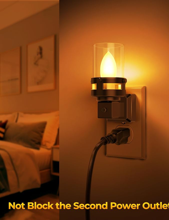Briignite Candle Night Light Plug in, Amber Night Lights Plug into Wall - Image 4