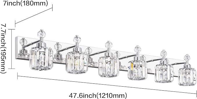 PRESDE Crystal 6 Light Bathroom Vanity Lights Chrom Bathroom Lights Fixtures - Image 4