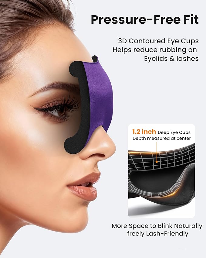 3 Pack Sleep Masks for Side Sleepers, True Blackout 3D Eye Mask for Sleeping - Image 3