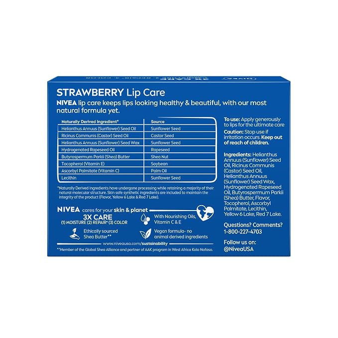 NIVEA Strawberry Lip Care, Nourishing Oils and Vitamin C & E, 3-in-1 Moisture - Image 14