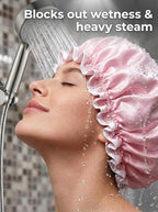 Aquior Shower Cap for Women, Waterproof Reusable Hair Cap - Image 2