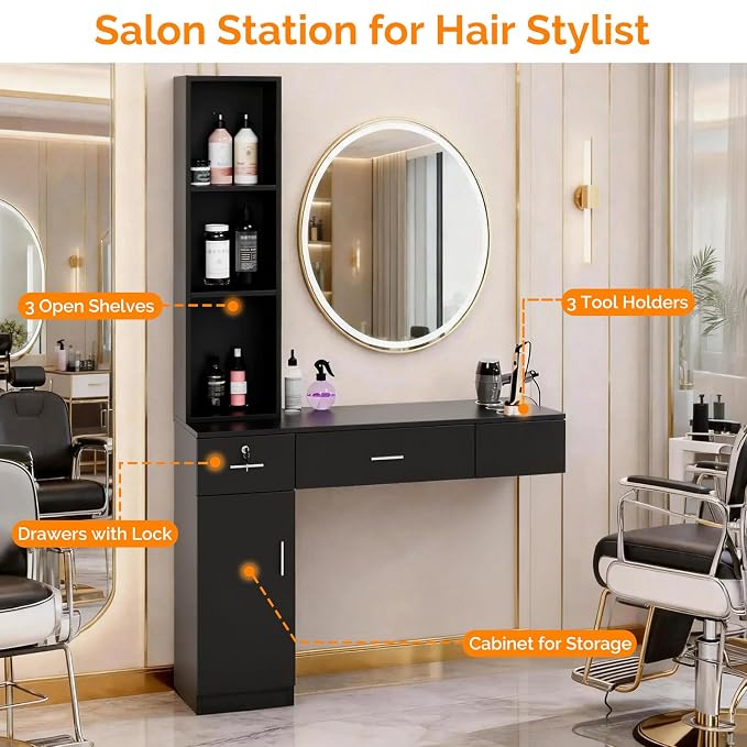 OmySalon Wall Mount Barber Stations, Salon Stations - Image 3