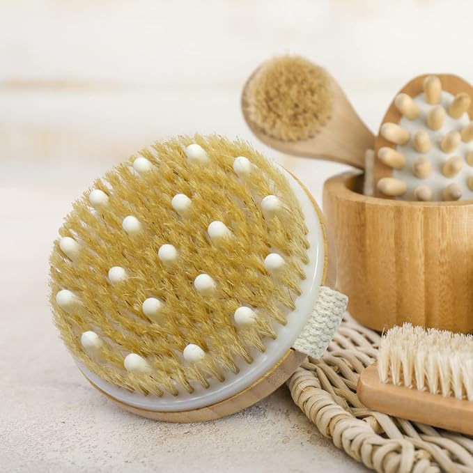 Bamboo Dry Body Brushes, Dry Body Scrubber - Image 6