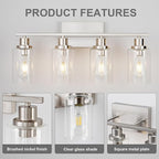 4 Light Bathroom Light Fixtures Brushed Nickel Vanity Light Over Mirror Modern - Image 6