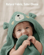 Blissful Diary Muslin Baby Hooded Towel 2 Pack, Soft & Absorbent Bath Towel - Image 3