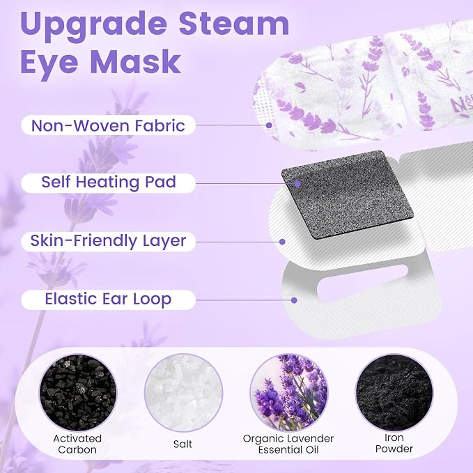 Aroma Season Steam Eye Mask, 5 Packs Unscented Self Heating Heated Eye Mask - Image 2