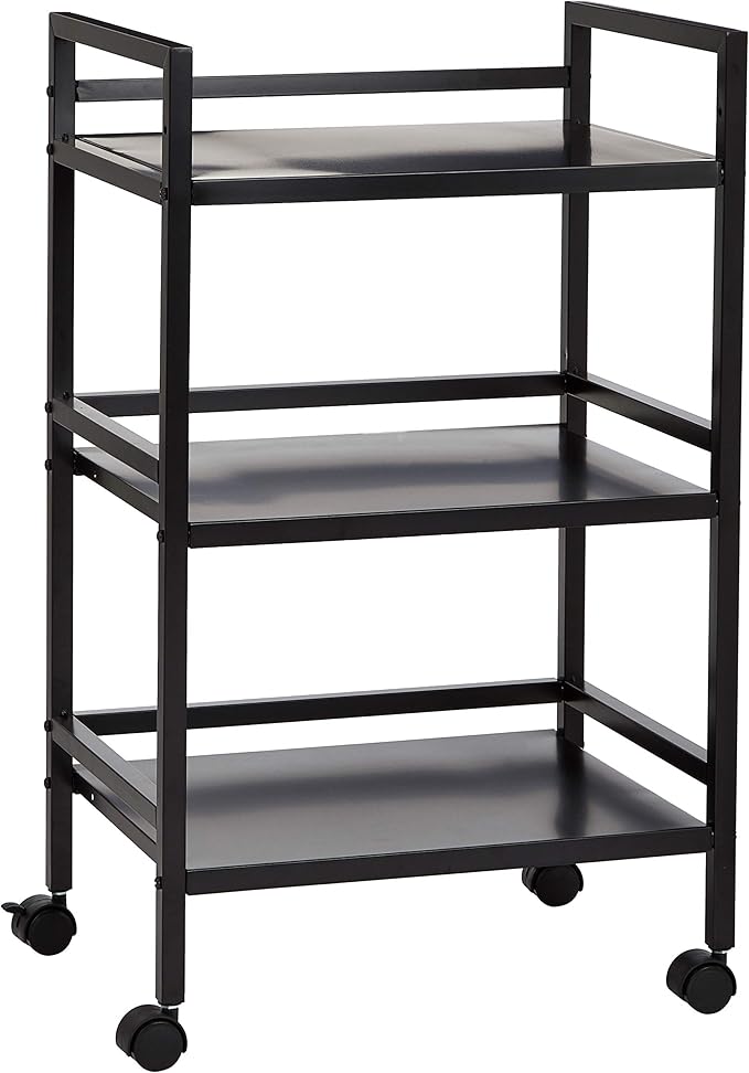 Amazon Basics 3-Tier Metal Rolling Utility Cart, Storage Organizer, Mobile by AmazonBasics