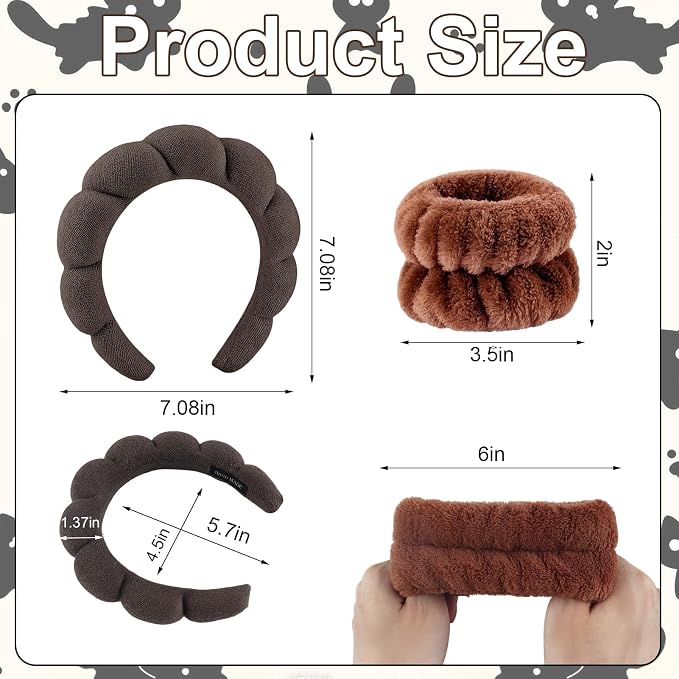 Zkptops 6Pcs Spa Headband for Washing Face Wristband Set Sponge Makeup Skincare - Image 4