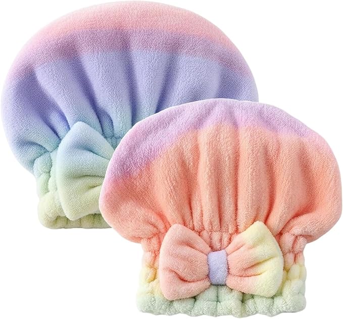 2Pcs Ultra Absorbent Hair Quick Drying Towel, Microfiber Hair Towel, Soft Bow by Unknown