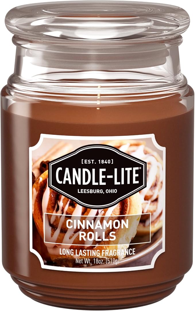 Candle-lite Scented Candles, Cinnamon Rolls Fragrance, One 18 oz. Single-Wick by Candle-liteCompany
