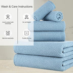 CASA COPENHAGEN Popcorn 6Pcs 100% Egyptian Cotton Large Designer Towels Gift - Image 5