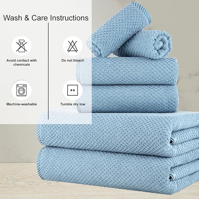 CASA COPENHAGEN Popcorn 6Pcs 100% Egyptian Cotton Large Designer Towels Gift - Image 5