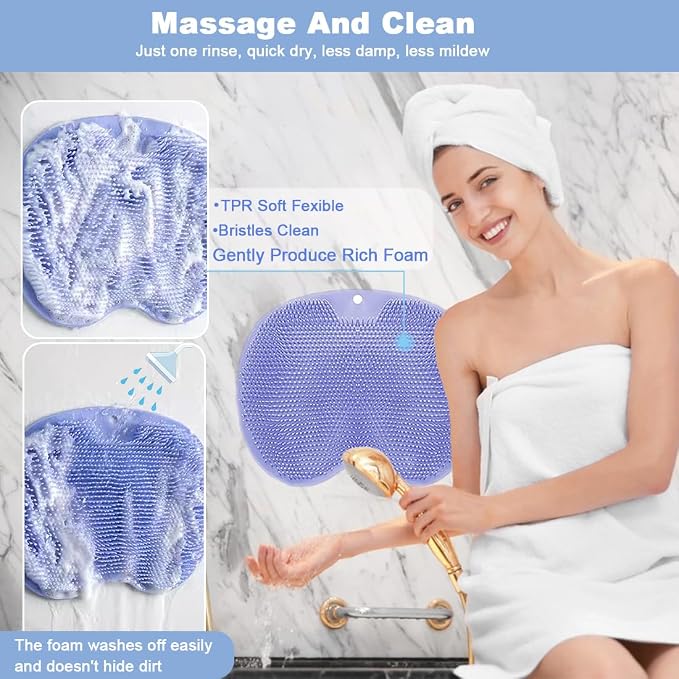 1 Pcs Shower Back & Foot Scrubber, Wall Mounted Back Scrubber Silicone Bath - Image 2