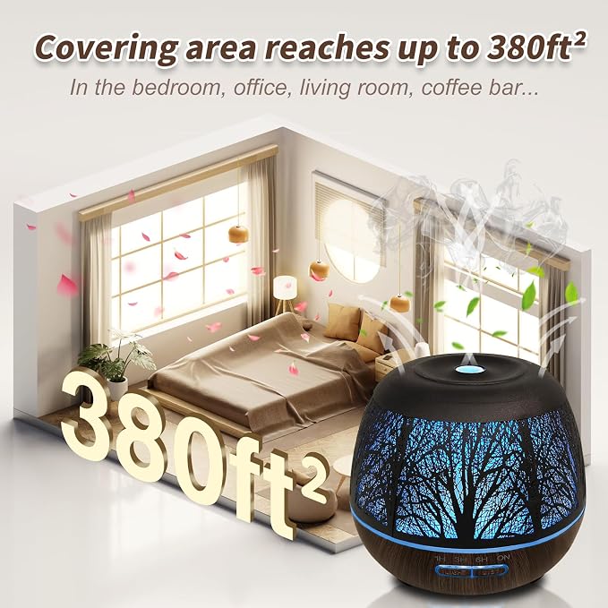 Roonbo Diffusers for Essential Oils Large Room 400ml, Essential Oil Diffuser - Image 3
