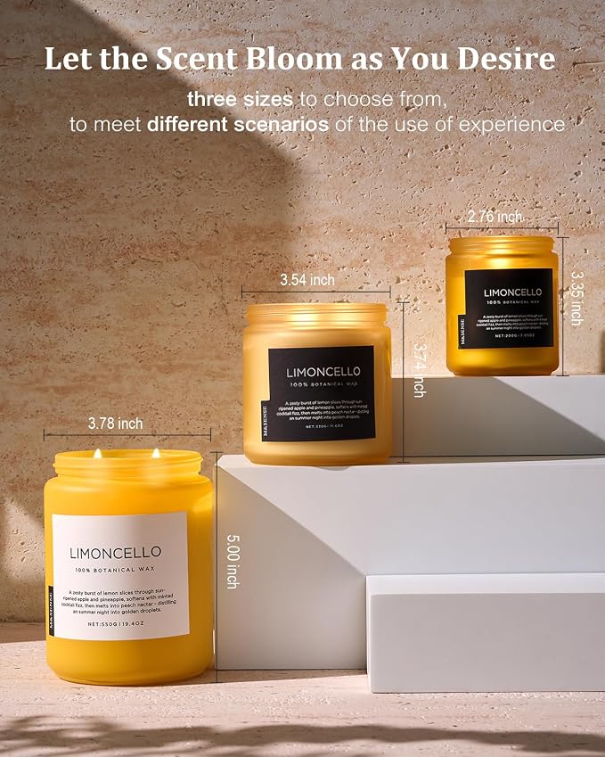 M&SENSE Limocello Summer Scented Candle, 19.4oz 110 Hours Long Burning Time - Image 6