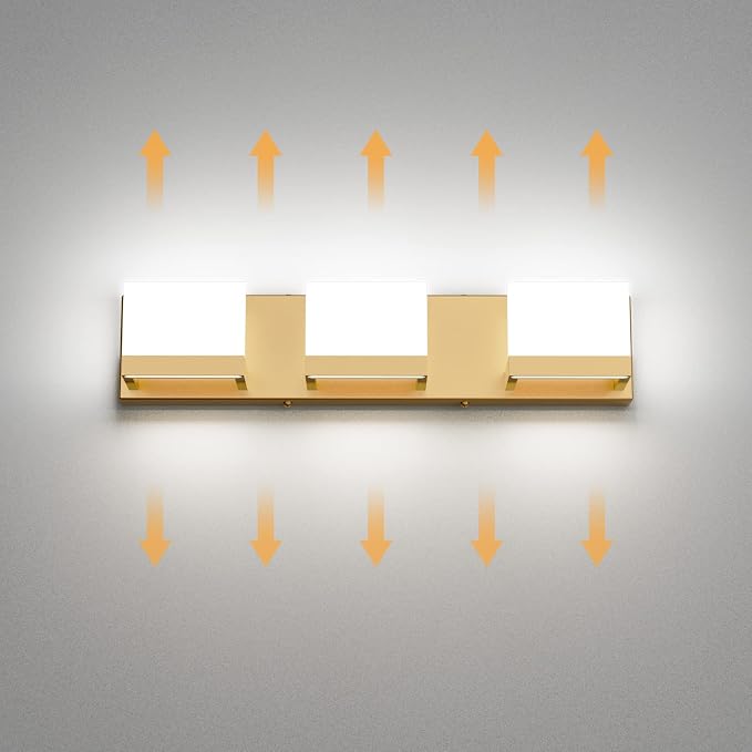 Tipace Gold Bathroom Vanity Light Fixtures Modern LED 3 Lights Vanity Light - Image 4