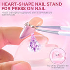 Nail Stand for Press On Art Display Practice 2 Sets, 1 Heart Acrylic Magnetic - Image 2