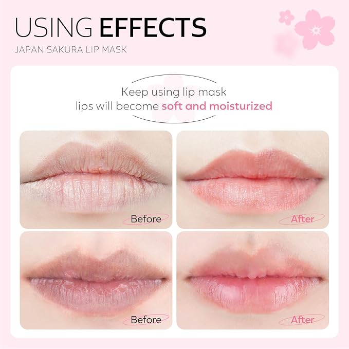AKARY Sakura 10 Pieces Hydrating Lip Mask, Lip Sleep Mask Collagen Crystal Lip - Image 8