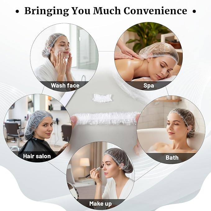 Qianyu 100 PCS Disposable Shower Caps and 100 PCS Earmuffs - Image 6