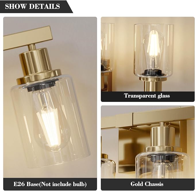 2-Light Brushed Gold Vanity Lights - Image 4