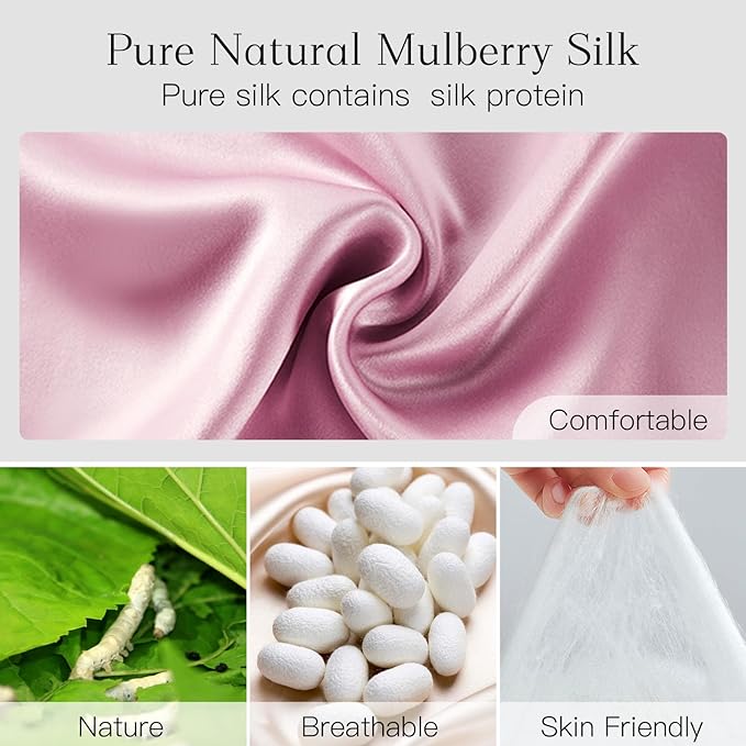 100% Natural Silk Eye Mask for Women Men, Soft Pressureless Cooling Blackout - Image 4