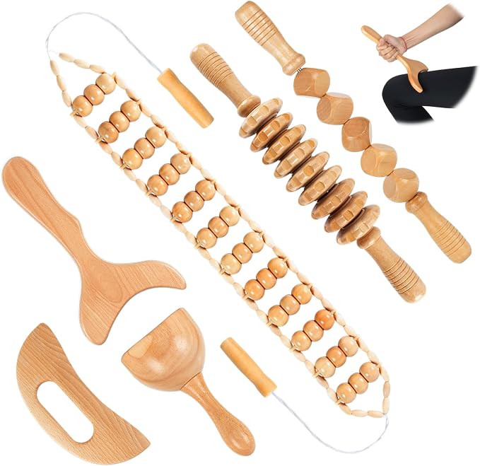 KintKita Wood Therapy Massage Tool 6 in 1, Lymphatic Drainage Massager by KintKita