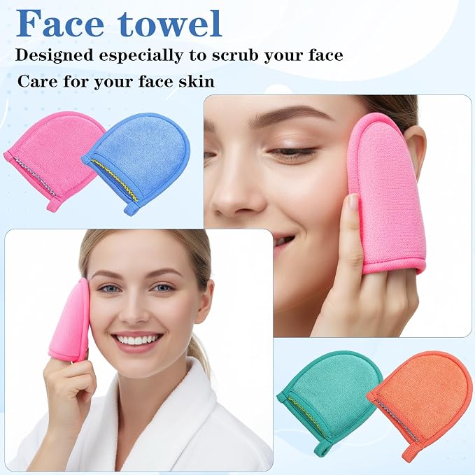 4 PCS Exfoliating Gloves, Exfoliating Facial Scrubber Mitt Facial Scrub Mitts - Image 7