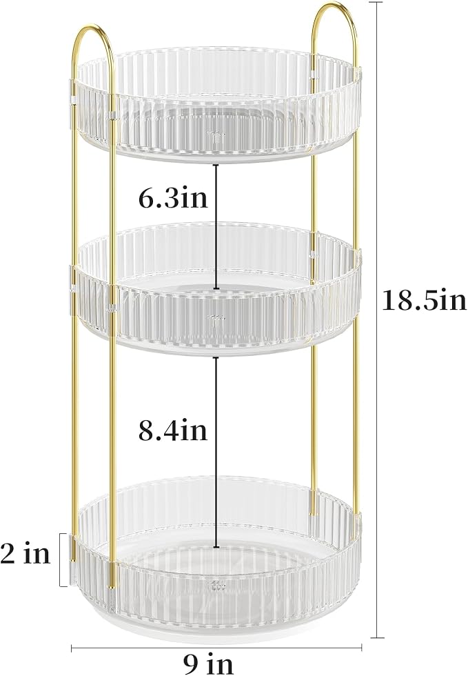 Rotating Makeup Organizer Countertop, Skincare Organizers, Spinning Perfume - Image 2