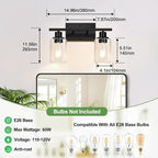 Indoi Matte Black 2-Light Bathroom Vanity Light - Image 8