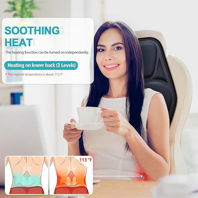 Massage Seat Cushion Pad with Heat 9 Massage Style Lumbar Support Function - Image 4