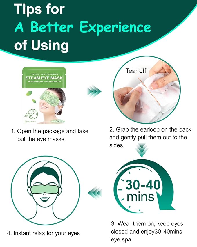 16 Packs Steam Eye Masks for Dry Eyes, Self Heating Warm Compress for Eyes - Image 7