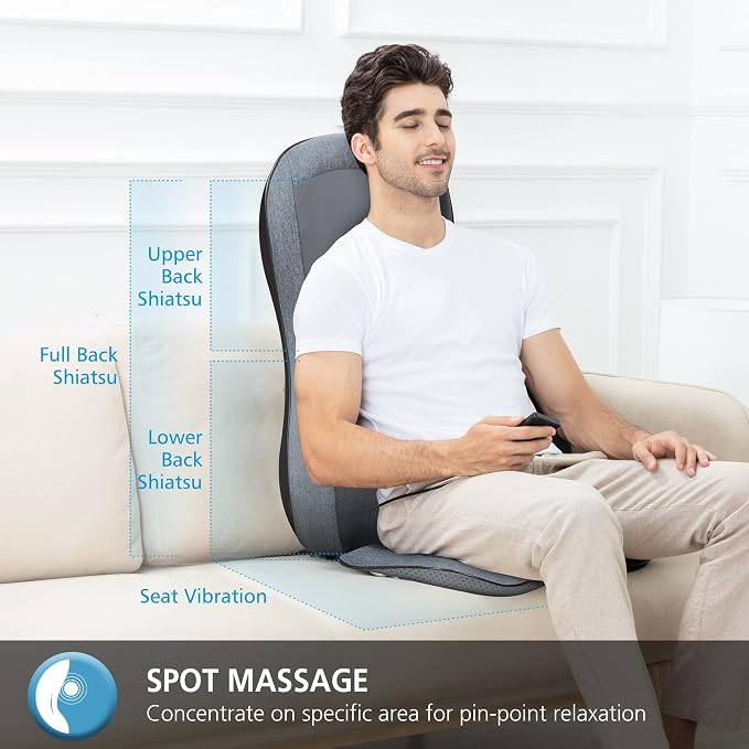 COMFIER Shiatsu Full Back Massager, Massage Chair Pad - Image 4