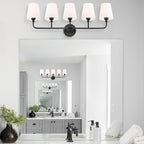 Bathroom Light Fixtures, 5 Light Matte Black Vanity Lights - Image 4