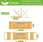 Bathtub Caddy Tray for Tub, Foldable Bath Table Trays, Bamboo Shelf - Image 3