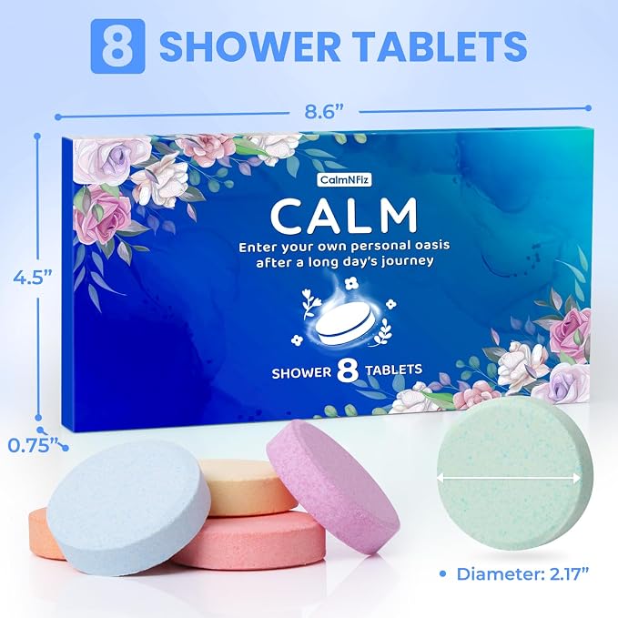 Shower Steamers 8 Pack Set Shower Bombs Tablets in Blue Box - Image 2