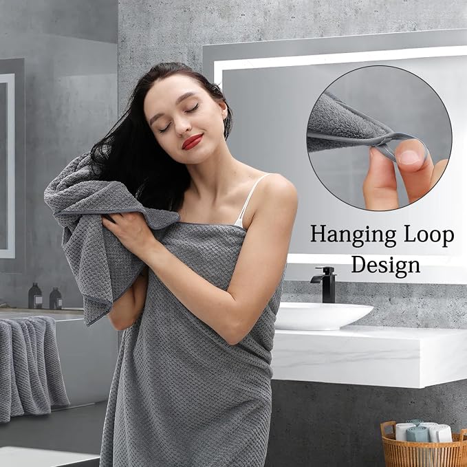 Hailea Gray Bath Towels Set 35x70 Inches - Image 7