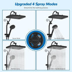 Hibbent cUPC Certified 13'' Shower Head Combo, High Pressure 5 Spray Rainfall - Image 4